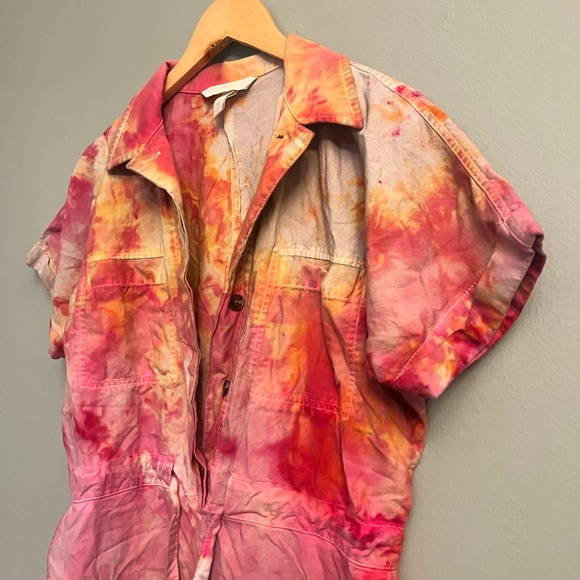 Tye Dye Button Up Utility Romper - Picture 6 of 10